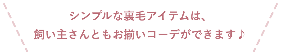 シンプルな裏毛アイテムは、 飼い主さんともお揃いコーデができます♪