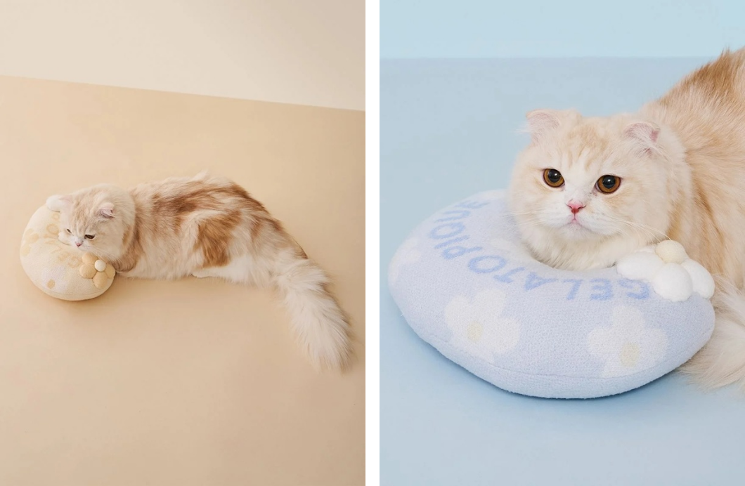 スムーズィーフラワーモチーフニットピロー｜全2色