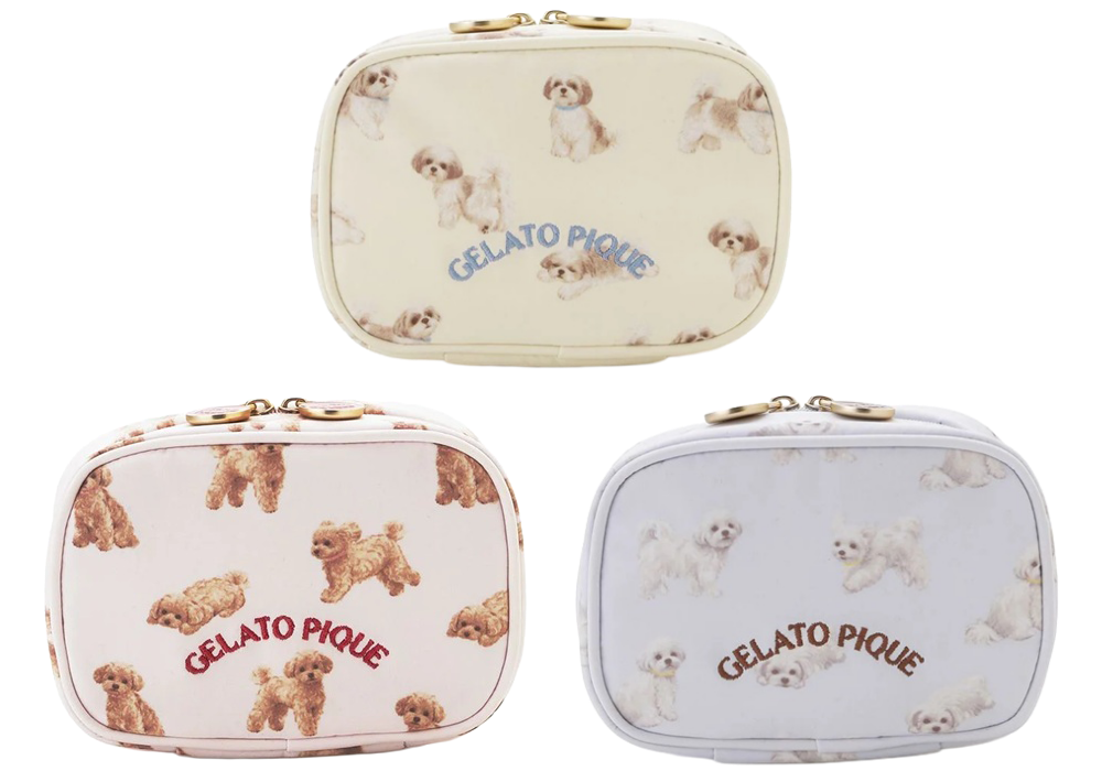 gelato pique（ジェラートピケ）【CAT&DOG】 お散歩ドッグ総柄ティッシュポーチ｜全3色