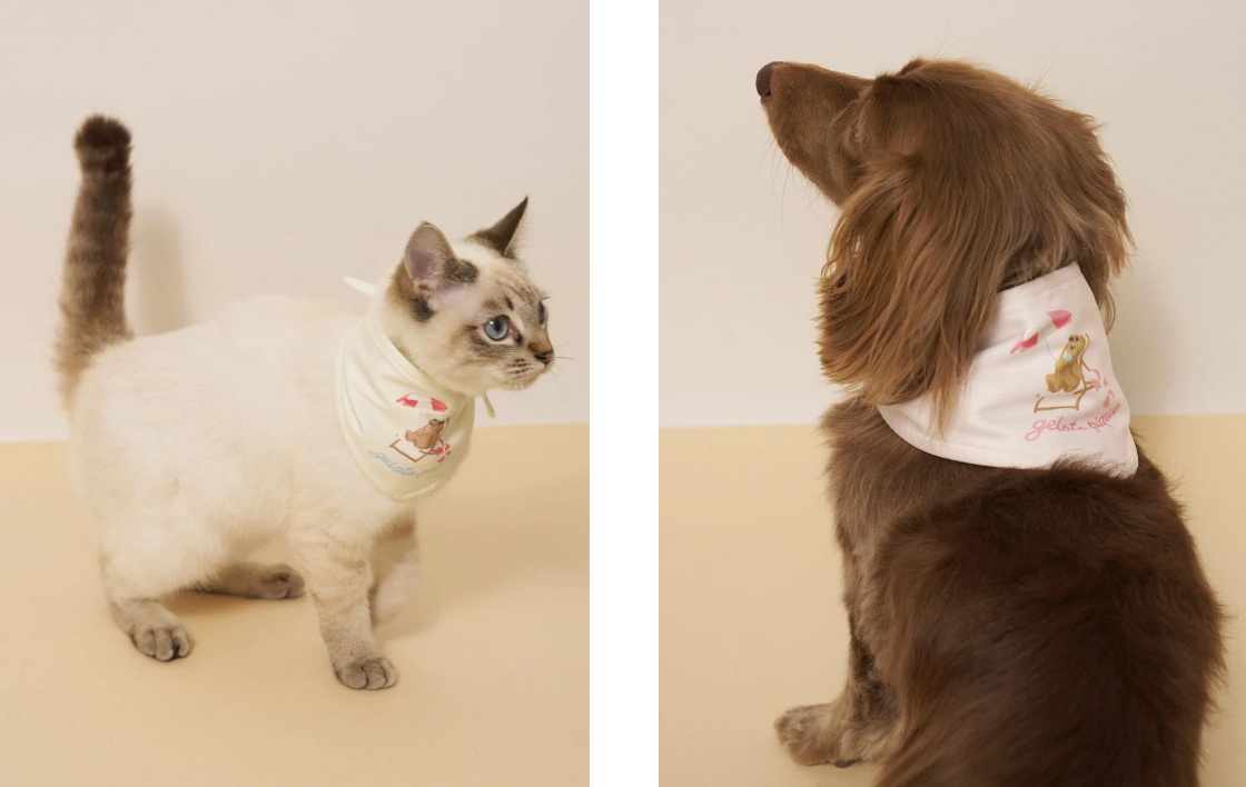 gelato pique（ジェラートピケ）【CAT&DOG】【接触冷感】 サマーベア柄保冷剤入れバンダナ｜全2色