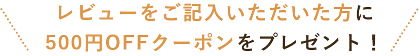 レビューをご記入いただいた方に 500円OFFクーポンをプレゼント！