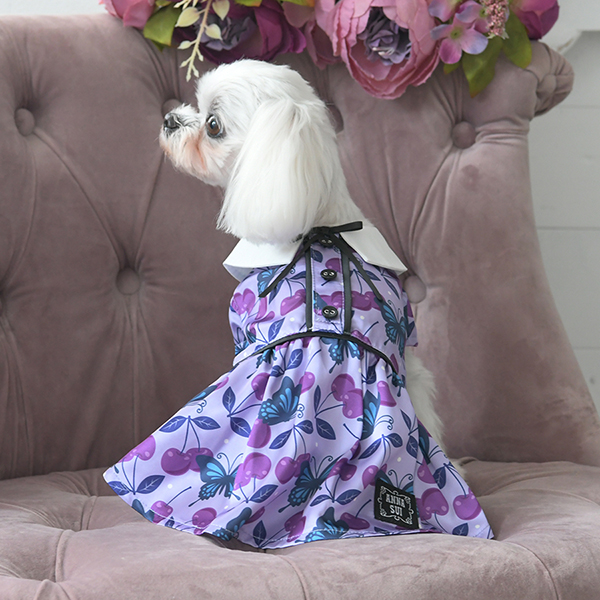 2025新商品 ANNA SUI（アナ スイ）リボンタイチェリー総柄ワンピ