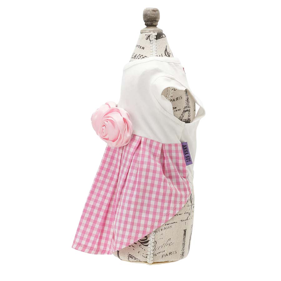 2026新商品 ANNA SUI(アナ スイ)バラコサージュギンガムチェックワンピ