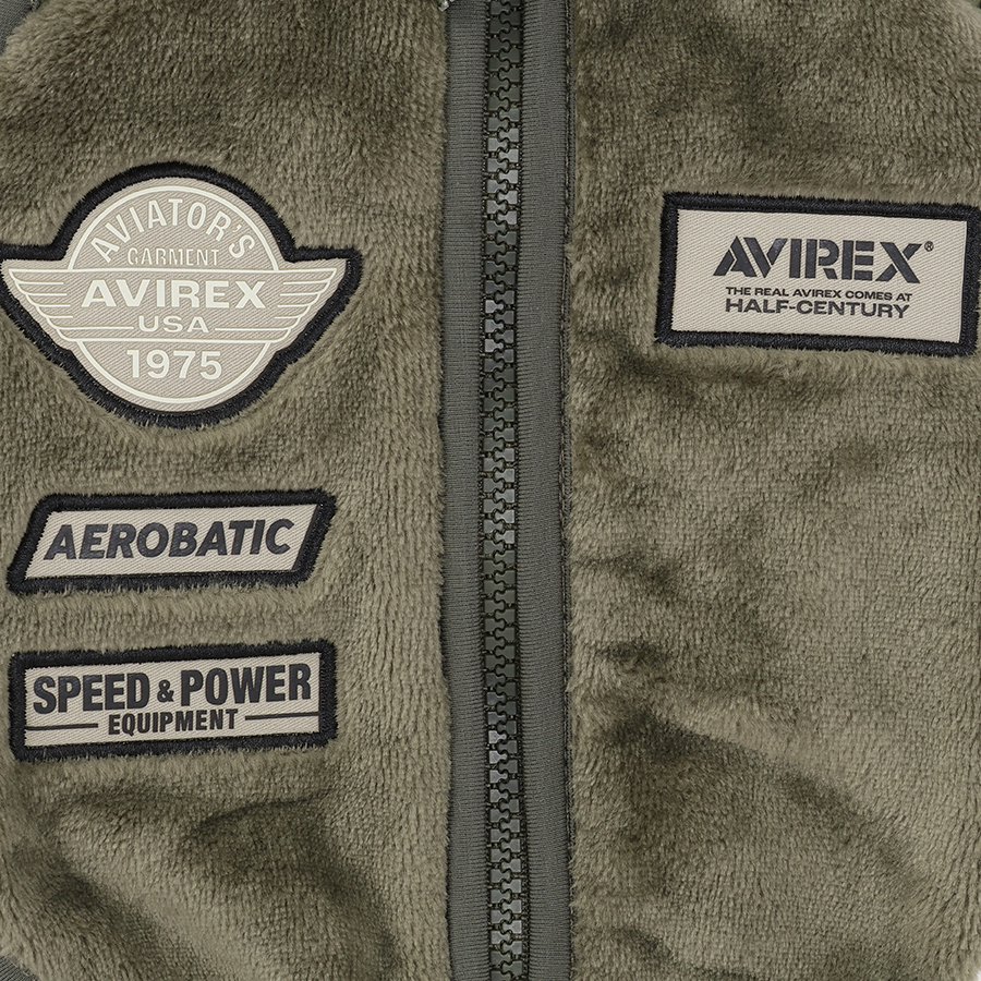 2025新商品 AVIREX（アヴィレックス）ロゴパッチフリースジャケット