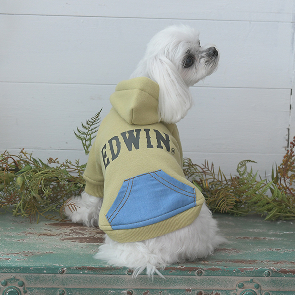 2025新商品 EDWIN（ エドウィン）デニムライクポケット付パーカー