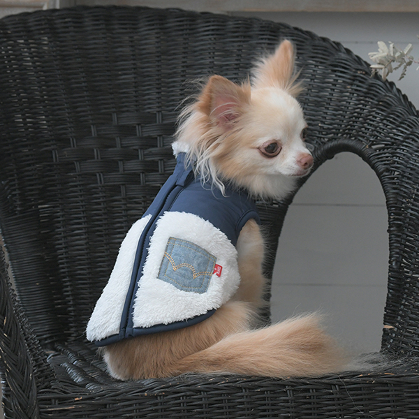 2025秋冬 EDWIN（ エドウィン）デニムポケット付切り替えフリースベスト