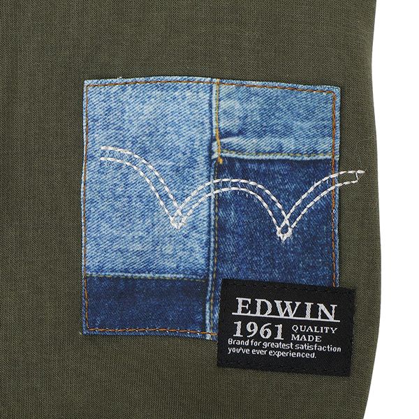 2026新商品 EDWIN( エドウィン)デニムパッチ風パーカー