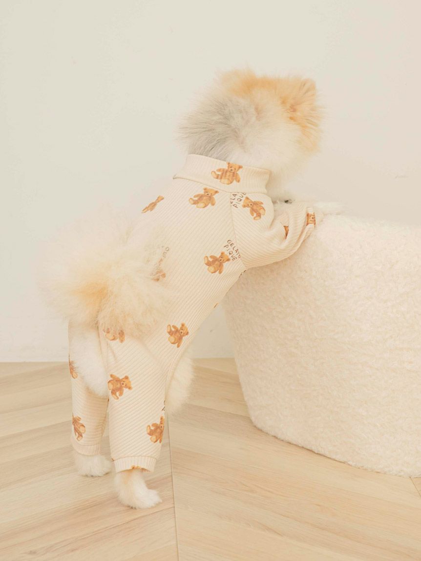 gelato pique（ジェラートピケ）【CAT&DOG】【販路限定商品】ベア柄リブハイネックロンパース