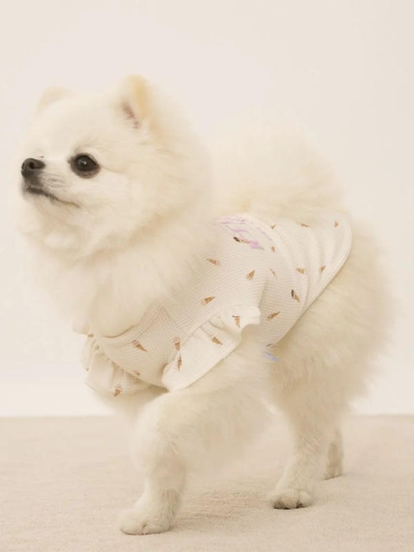 gelato pique（ジェラートピケ）【CAT&DOG】【販路限定商品】【接触冷感】アイス柄フリルワッフルプルオーバー｜全2色