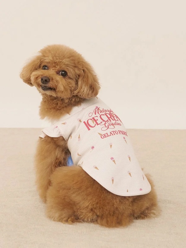gelato pique（ジェラートピケ）【CAT&DOG】【販路限定商品】【接触冷感】アイス柄フリルワッフルプルオーバー｜全2色