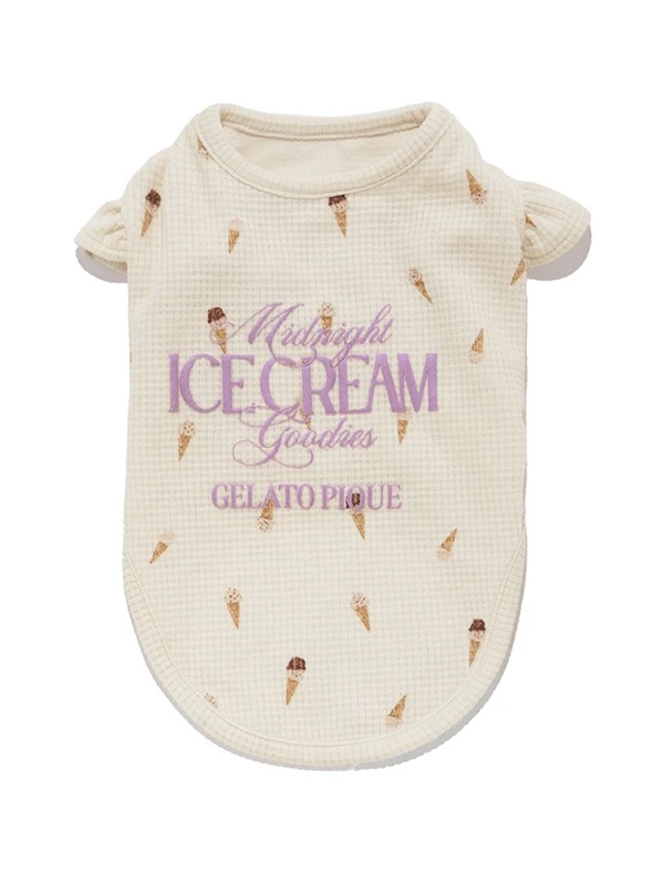 gelato pique（ジェラートピケ）【CAT&DOG】【販路限定商品】【接触冷感】アイス柄フリルワッフルプルオーバー｜全2色