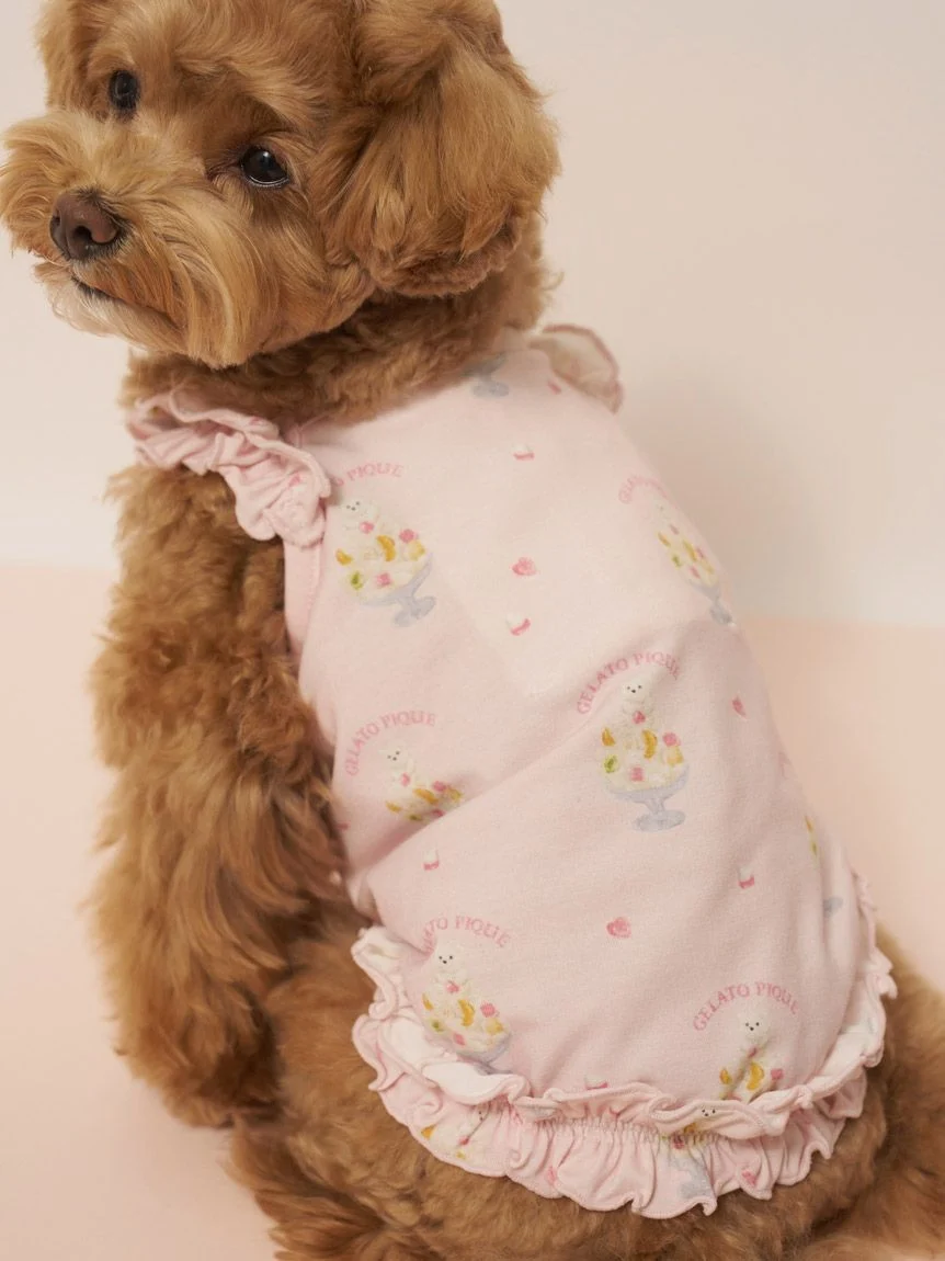 gelato pique(ジェラートピケ)【CAT&DOG】【接触冷感】シロクマひんやりスイーツ柄 Coolingフリルプルオーバー|全2色