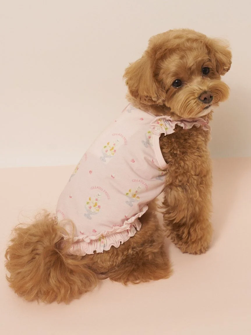 gelato pique（ジェラートピケ）【CAT&DOG】【接触冷感】シロクマひんやりスイーツ柄 Coolingフリルプルオーバー｜全2色