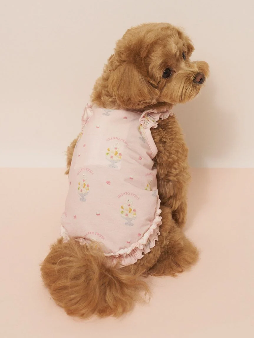 gelato pique(ジェラートピケ)【CAT&DOG】【接触冷感】シロクマひんやりスイーツ柄 Coolingフリルプルオーバー|全2色