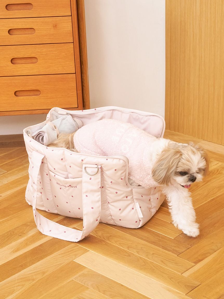 gelato pique（ジェラートピケ）【CAT&DOG】【販路限定商品】ストロベリー柄キルティングキャリーバッグ