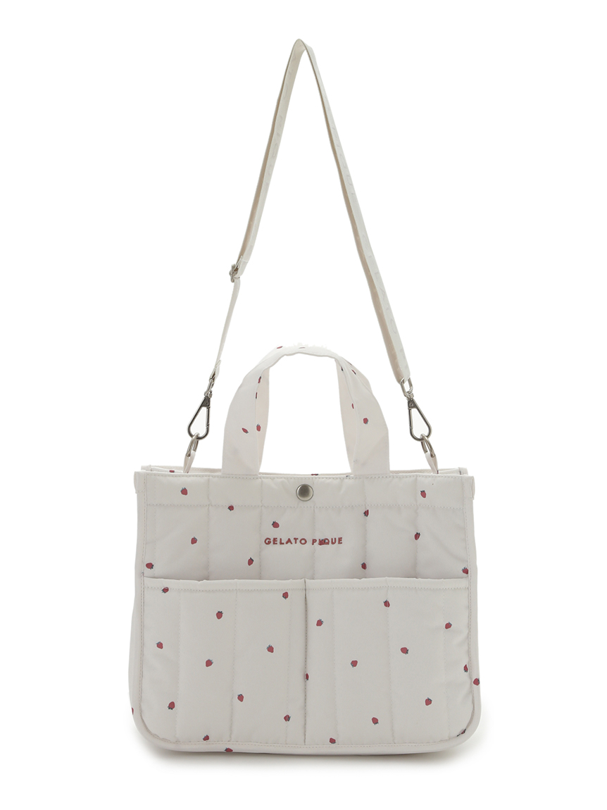 gelato pique（ジェラートピケ）【CAT&DOG】【販路限定商品】ストロベリーキルティングお散歩バッグＭ｜全2色