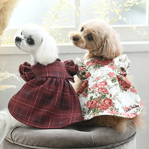 LAURA ASHLEY（ローラアシュレイ）裏起毛フリルワンピース | 犬服