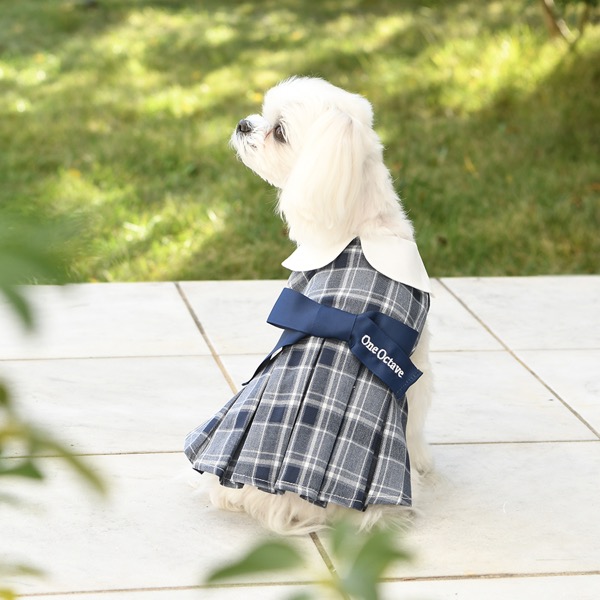 【パピー・超小型犬用】ONE OCTAVE（ワンオクターヴ）白えりプリーツワンピース