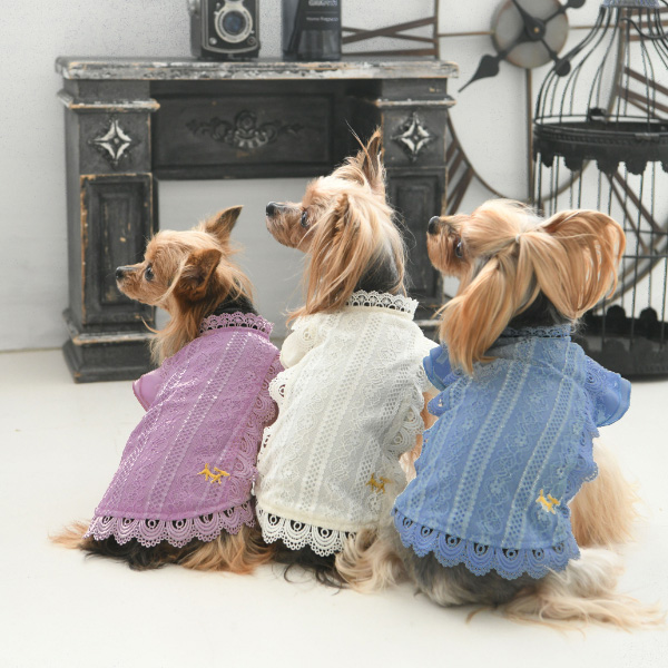 21春夏 Rope Picnic ロペピクニック レースライン ブラウス ピンク ホワイトのみ 犬服 ドックウェアcalulu カルル