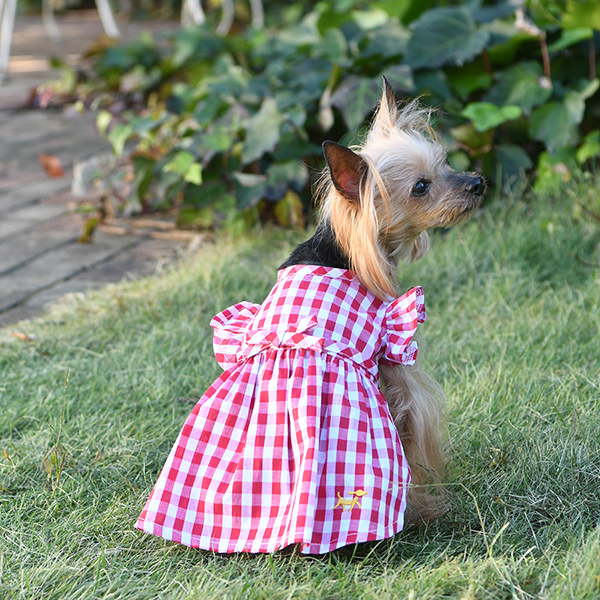 【パピー・超小型犬用】ROPE PICNIC（ロペピクニック）ギンガムチェックフリルショルダーワンピ