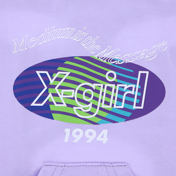 X-girl（エックスガール）スプリットオーバルロゴフーディー
