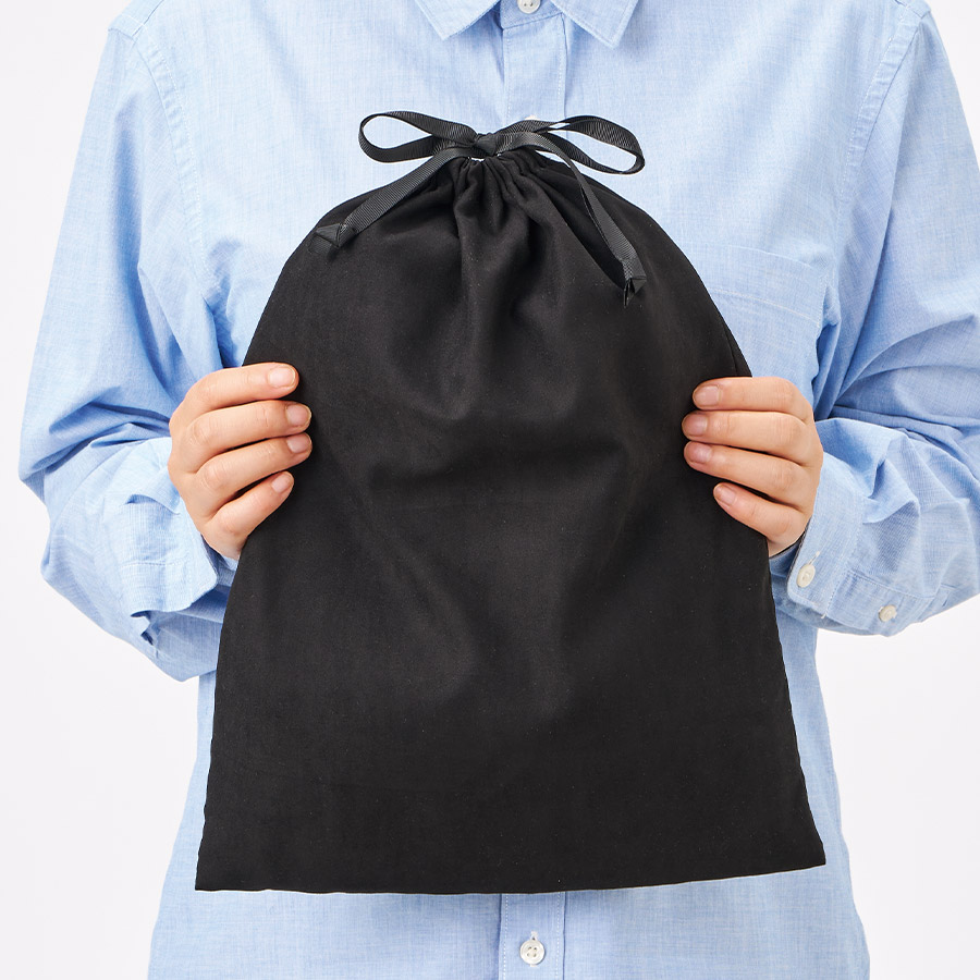 【ギフト包装にも！】スウェード風巾着（L）