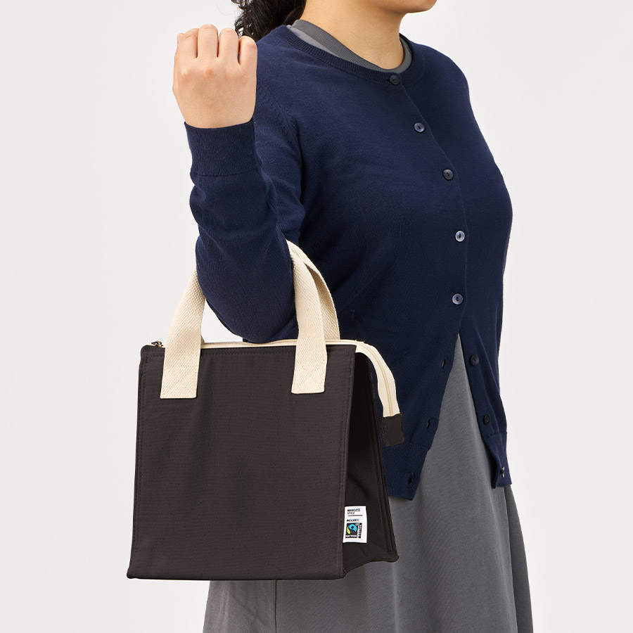 【クールグッズ】フェアトレードコットンスクエア保冷トート Sサイズ